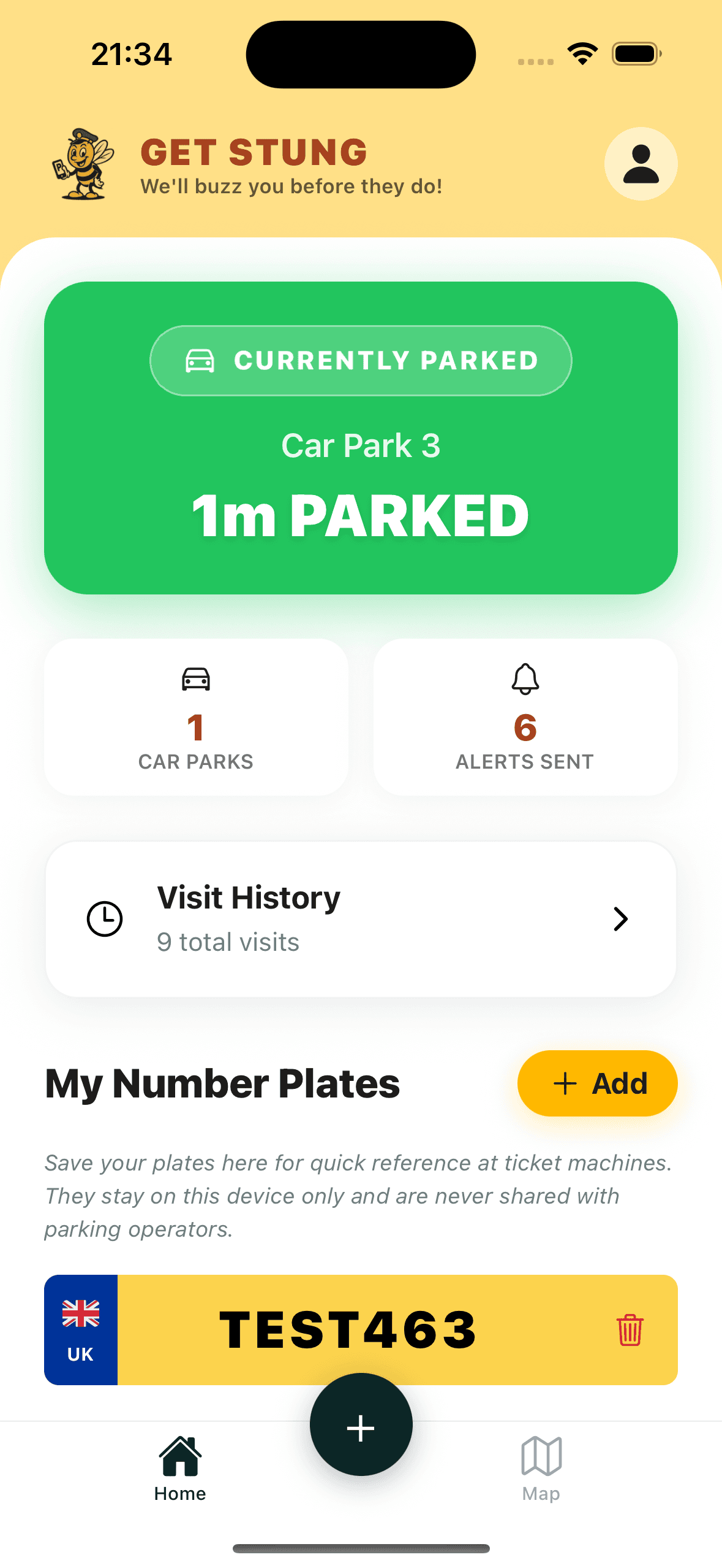 Get Stung App Screen